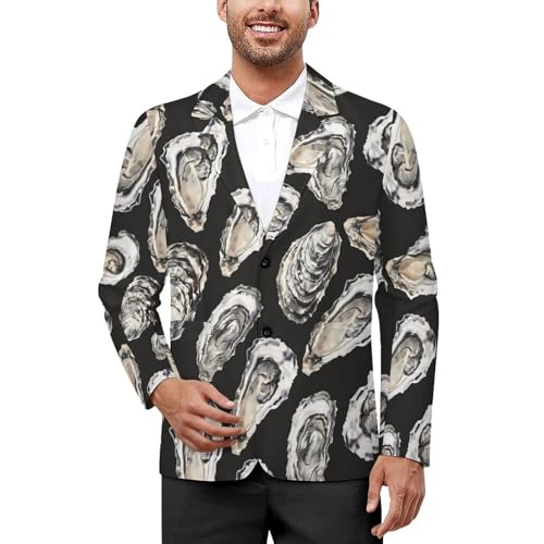 Oyster Printed Men's Classic Fit Suits Funny Casual Stylish Two Button Blazer