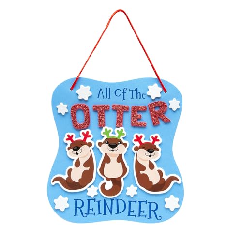 Fun Express 6" x 6 1/2" All of The Otter Reindeer Sign Foam Craft Kit - Makes 12