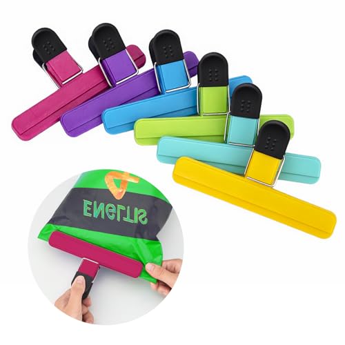 Image of Chip Clips, 6 Pack Large Food Clips, Snack Bag Clip, Plastic Heavy Duty Seal Grips for Food Storage, Home, Office and More(6 x 3.5 Inch)