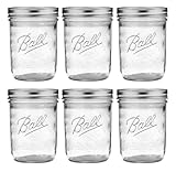 North Mountain Supply Ball 16 oz Wide Mouth Mason Jars with Lids and Bands - 6 Pack - Packed in ImpactGaurd Box - BPA-Free, Made in the USA – for Canning, Freezing, Storing, and More