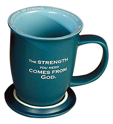 Abbey Gift Press (Abbey & CA Gift) Be Strong Mug and Coaster Set, 14 oz, 16 oz, Blue