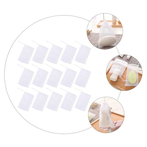 Cabilock 50 unidades de sacos de sabonete de malha esfoliante bolsa para sabonete de malha de espuma