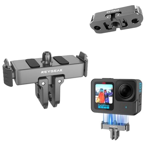 REYGEAK Quick Release Mount for GoPro Hero 13,Aluminum Magnetic Latch Mount with 1/4" Screw,Dual-Claws Interface,GoPro 13 Conversion Adapter Accessories. Cover