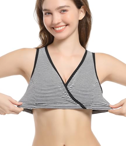 Image of CAKYE 3 Pack Maternity Nursing Sleep Bra Breastfeeding Cotton Bralette