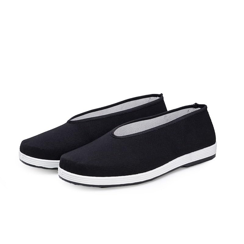 Unisex Old Beijing Traditional Chinese Slip-On Shoes, Martial Arts Canvas Footwear with Non-Slip Rubber Sole, Lightweight and Breathable