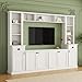 Brabrety Minimalist Entertainment Wall Unit Set with Bridge for TVs Up to 75'', Ample Storage Space TV Stand with Adjustable Shelves, Modernist Large Media Console for Living Room (White#031)