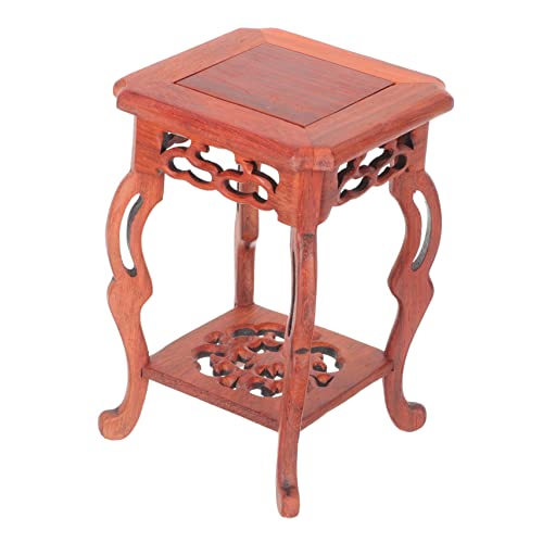 TOPPERFUN Wood Flower Pot Base Seahorse Table Ornaments Display Pedestal for Crafts Home Decor Carved Jade Stone Seahorse Wood Display Stand for Planter