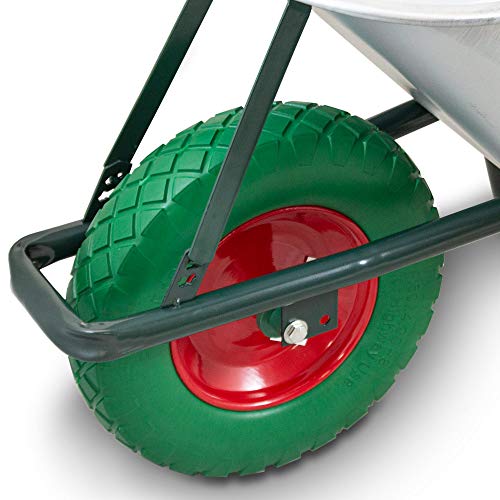 BITUXX® Schubkarre 100L / 250Kg Schubkarren Schiebkarre Bauschubkarre Verzinkt mit PU Rad 4.80/4.00-8 mit nadelgelagerter Achse - 3