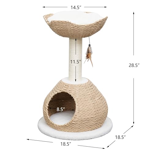 Casa para gato de cuerda de papel 2 niveles beige 18.5 pulg miniatura 3