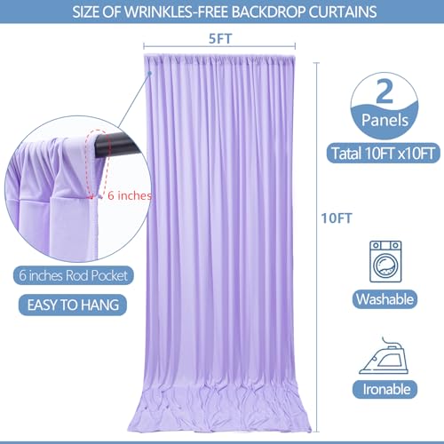 image for ESGOTBME 10x10ft Wrinkle Free Lavender Backdrop Curtain for Parties So