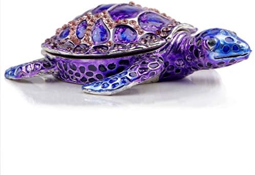 SEVENBEES Purple Sea Turtle Figurine Decorative Jewelry Boxes Hinged Trinket Box Sea Turtle