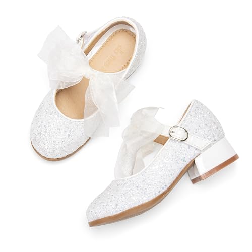 Image of THEE BRON Girls Low Heel Dress Shoes Mary Jane Party Wedding Flower Girl Pumps