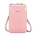 Price comparison product image Larber Crossbody Bag PU Leather Purse,Lightweight Small Cross Body Bag for Women with Long Strap&Card Slots - Fit 8 Plus or Less 6.5 Inch(Pink)
