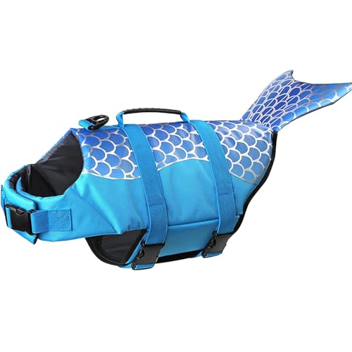 Izefia Hund Schwimmweste Schwimmen Schwimmschutzmantel Schwimmweste mit Griff für Kleinen Hund Welpen Großen Hund Hai Meerjungfrau
