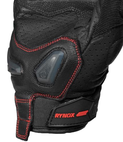 Image of Rynox Air GT 2 Gloves | Short-Cuff Motorcycle Riding Gloves with Impact Protection | Black Red, XL