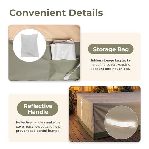 BPS Patio Furniture Cover for Outdoor Table and Chairs, 600D Waterproof and Anti-UV Patio Sectional Set Cover for Outside General Purpose Furniture, 140''L x 88''W x 32''H by BPS - Image 5