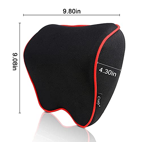 Crofy 2 Pack Car Neck Pillow, Softness Car Headrest Pillow For Driving With Adjustable Strap, 100% Memory Foam And Breathable Removable Cover, Comfortable Ergonomic Design (Red Side Rope) #TOP3