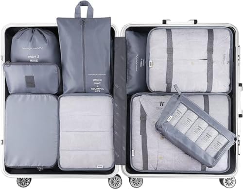 Image of QONETIC 7pcs Set Travel Organizer Packing Cubes Lightweight Travel Luggage Organizers with Laundry Bag or Toiletry Bag Laundry Organiser, Multicolor