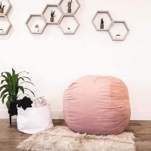 Image of Big Joe Fuf 4Ft Foam Bean Bag Chair with Removable Cover for Kids, Teens, Desert Rose Lenox, Durable Woven Polyester, 4 Foot Large Reading and Gaming Seat