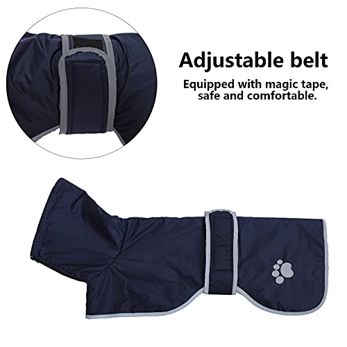 Geyecete Hunde Wintermäntel fur Windhund,Hundejacken mit plüschfutter,Wasserdichter Regenmantel Winddicht, Outdoor-Hundebekleidung mit Sicheren Reflexstreifen,fur mittel und große Hunde-Navy Blau-XS