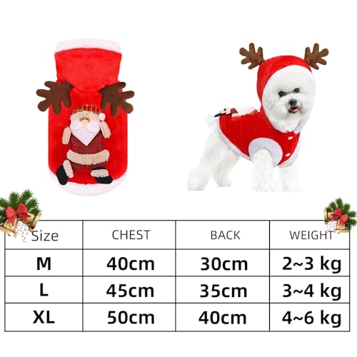 Ayizhiniu Hundekostüme Weihnachten, Pet Hoodies Warme Hundemantel, Katzen Hunde Weihnachtskostüm, Weihnachtskostüm Haustier Kleidung, Anwendbar auf Weihnachtskleidung für Hunde