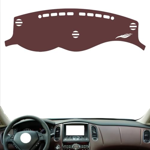 Anti-Slip Sun-Proof Dashboard Cover Compatible with Infiniti EX Series 2008-2013, Premium Leather (Brown)