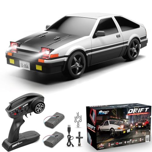 RC Drift Car, 1:12 Fast RC Car, 2.4GHz 35KM/H High Speed Performance with Gyro Racing Car, RTR 4WD Drift Model Vehicle LED, 2 Rechargeable Batteries Remote Control Car Gift for Adults Kids Boys Girls