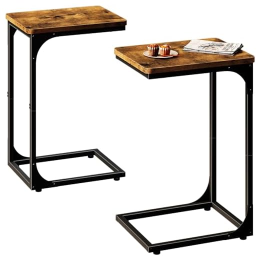 QEEIG C Table Set of 2 - Rustic Brown