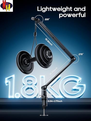 Image of kh Microphone Arm stand, 83cm long, Ratable 360,Premium light weight & slick design height & position adjustable Suspension Boom Scissor stand for Live Streaming, Gaming, Podcasting