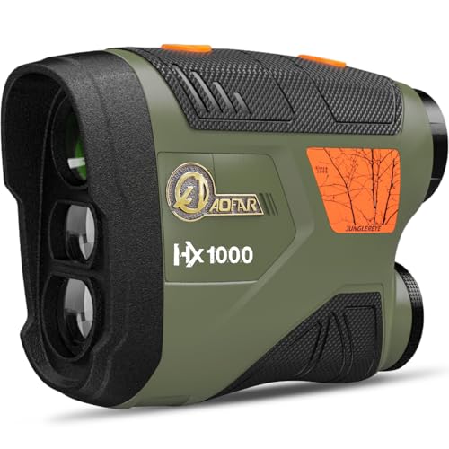 AOFAR HX1000 Telemetro Laser da Caccia 1000 iarde, Misurazione Distanza Angolare e Orizzontale, Modalità Scansione e Velocità, 6x Ingrandimento, Impermeabile, Batteria Inclusa