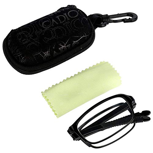 Qkiss Reading Glasses for Men & Women Folding Reading Glasses with Compact Case Fashion Reading Glasses (3.5)
