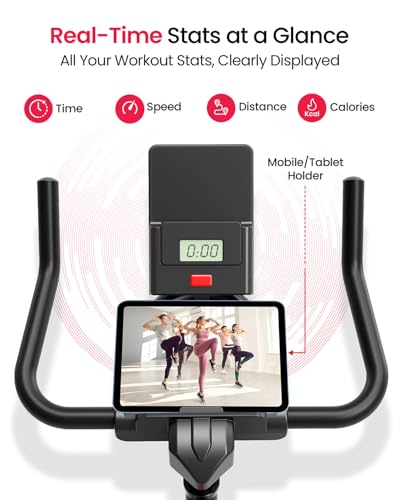 Image of Sparnod Fitness SSB-11N Spinning Bike for Home Use, Heavy-Duty Chrome Flywheel 11kg, Silent Belt Drive, 4-Way Adjustable Seat, LCD Monitor, Adjustable Resistance with Emergency Brake, 125kg Capacity