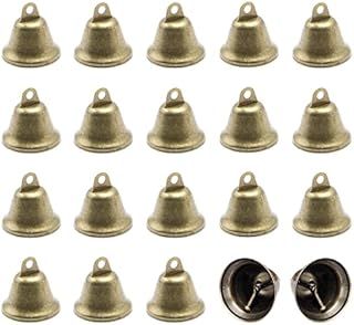 Neikafan 20 Pcs Bronze Vintage Jingle Bells Mini Hanging Bell Christmas Tree Decoration Pendants for Witch Bells Party Favors DIY Crafts Wind Chimes Christmas Halloween Decoration Bell