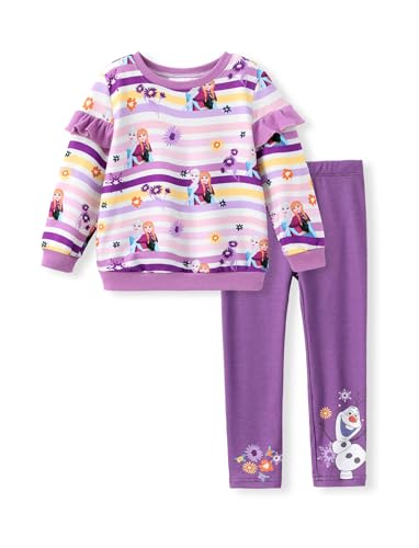 Image of Disney Frozen Minnie Mouse Stitch Princess Fall Toddler Girl Outfit 2 Piece Girl Clothes Long Sleeve Sweatshirt and Leggings