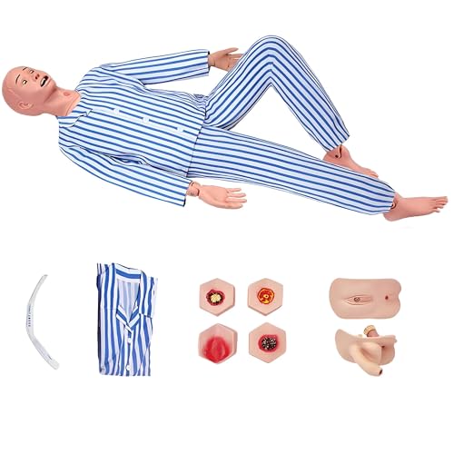 Image of Geriatric Training Manikin Patient Care Skills Mannequin with Interchangeable Genitals and Bedsore Modules for Nursing Medical Training Teaching Medical Supplies,Male
