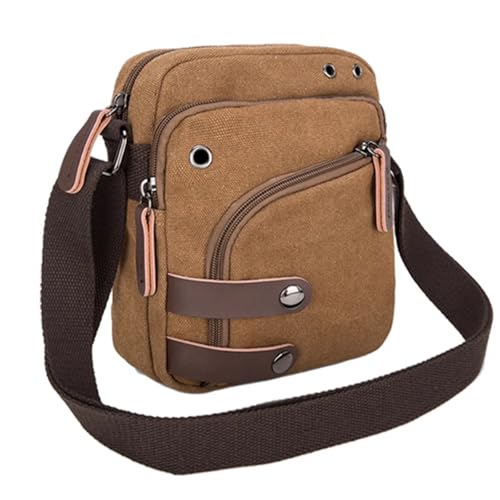 Rectangle Shoulder Bag, Canvas, Men Casual Crossbody Bag, for Work Business Office Travel, 8.1in