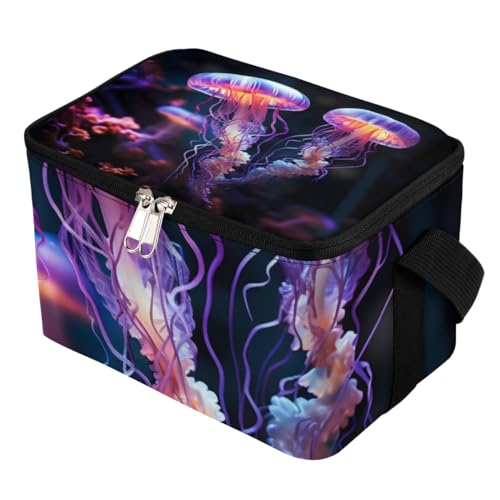 GzLeyigou Lunch Bags for Women Men 9 Cans,Ocean Colorful Jellyfish Hot & Cold Food Delivery Bag Insulated Grocery Bag Insulated Lunch Box Jellyfish Cooler Bag for Office Work Picnic Beach