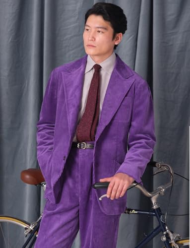 Men's Corduroy Suit Two Pieces Single Breasted Button Jacket & Pants Christmas Homecoming Tuxedo3