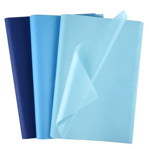 Morcheiong 60 hojas de papel de seda azul multicolor para envolver regalos, papel de seda para envolver regalos a granel para bricolaje, cumpleaños, boda, vacaciones, manualidades, decoración, fiesta