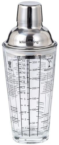 Coctelera de cristal graduada Klausberg de 400 ml con guías de mezclas 2