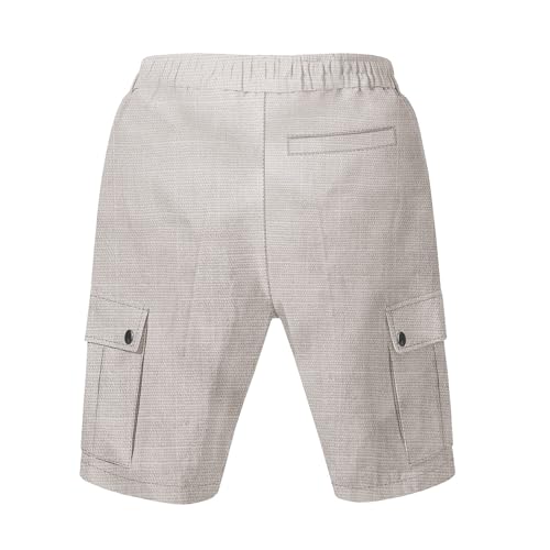 Shorts casual de algodón y lino para hombre miniatura 4