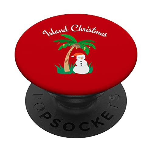 Island Christmas Snowman Merry Happy Holiday Yule PopSockets Swappable PopGrip, Black