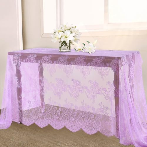 B-COOL Light Purple Lace Tablecloth 60x120 Inches Long Vintage Table Cloth