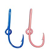 カスタムColored Eagle Claw Cancer Awareness Inspiredブルー/ピンク帽子魚フックピン1つブルーand Oneピンク帽子フッククリップ