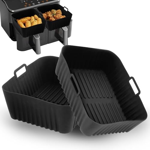 2 PCS Molde Silicona Freidora de Aire, Compatible con COSORI 8-in-1 Dual Zone Air Fryer XXL 8,5 L/Ninja Foodi Max Dual Zone Reutilizables Accesorios Freidora de Aire Sin Aceite, Air Fryer Accesorios