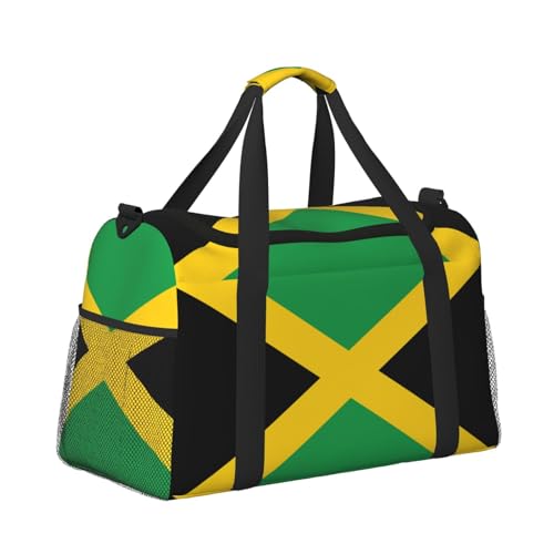 Flag of Jamaica print Travel Duffle Bag Gym Bag for Women,Puffer Tote Bag,Weekender Overnight Bag Organizer3