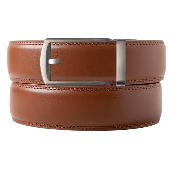 Men's Premium Full Grain Leather Rachet Belt with Automatic Slide Buckle- Glasgow