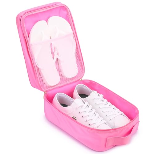 BAGWORLD Travel Shoe Bag Water Resistant Cute Shoe Pouch Holds 3 Pair of Shoes Organizer with Sewn Letter Patches3