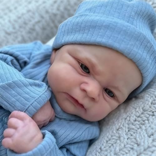 Anano Muñecas Bebe Reborn Niño Elijah - 18 Pulgadas Anatomía Correcta Cuerpo Completo De Vinilo De Silicona con Ojos Azules Abiertos, Muñecas Realistas Bebe Reborn