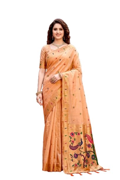 Peach Cotton Blend Soft Elegance Saree-image-13